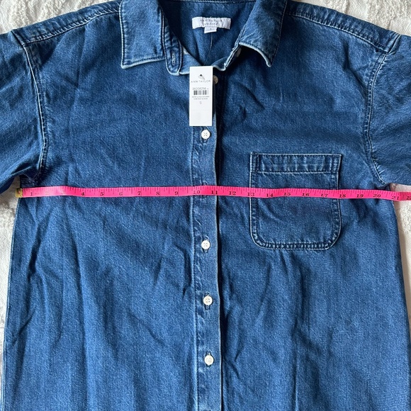Ann Taylor Classic Denim Shirt Dress Size Small Long sleeves with button cuffs. - Picture 2 of 9